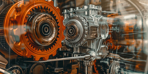 Fototapeta premium abstract background design, mechanical gear in side the machine,