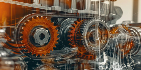 abstract background design, mechanical gear in side the machine,