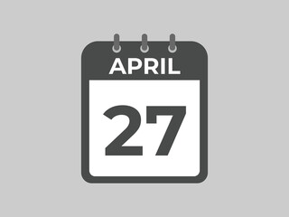April 27 calendar reminder. 27 April daily calendar icon template. Calendar 27 April icon Design template. Vector illustration
