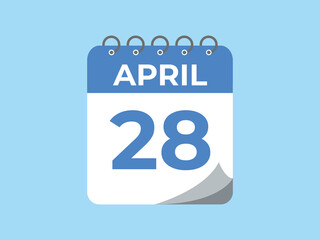 April 28 calendar reminder. 28 April daily calendar icon template. Calendar 28 April icon Design template. Vector illustration
