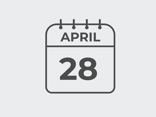 April 28 calendar reminder. 28 April daily calendar icon template. Calendar 28 April icon Design template. Vector illustration
