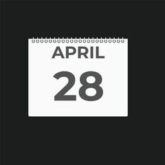 April 28 calendar reminder. 28 April daily calendar icon template. Calendar 28 April icon Design template. Vector illustration
