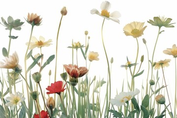 Fototapeta premium Colorful abstract meadow floral silhouette artwork in vibrant colors against a background. Great is flower design inspiration