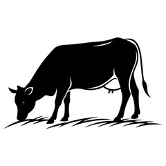 Fototapeta premium cattle-are-eating-grass-on-the-big-field-vector-si (3)