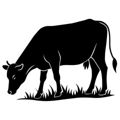 cattle-are-eating-grass-on-the-field-vector-silhou (4)