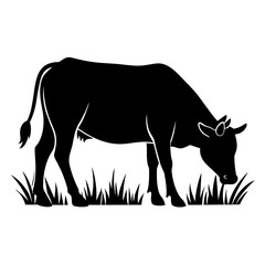 Obraz premium cattle-are-eating-grass-on-the-field-vector-silhou (5)