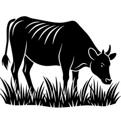 cattle-are-eating-grass-on-the-field-vector-silhou (6)
