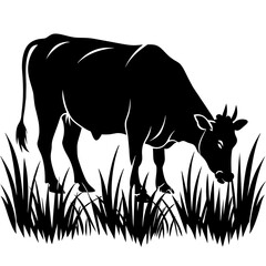 cattle-are-eating-grass-on-the-field-vector-silhou (10)