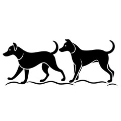 two-dog-are-playing-on-the-grass-vector-silhouette (4)