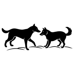 two-dog-are-playing-on-the-grass-vector-silhouette (7)