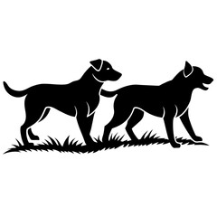 two-dog-are-playing-on-the-grass-vector-silhouette (11)