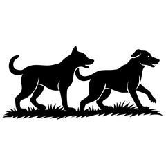 two-dog-are-playing-on-the-grass-vector-silhouette (12)