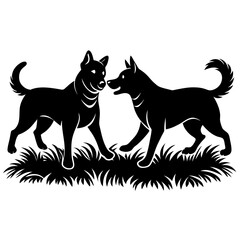 two-dog-are-playing-on-the-grass-vector-silhouette (15)