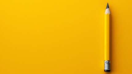   A pencil with a yellow base lies there, its erasers – one black, the other exposed – situated opposite each other