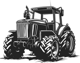 Silhouette of a tractor illustration vector with tractor icon and logo on white background © Saifur Rahman