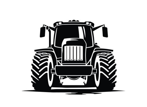 Silhouette of a tractor illustration vector with tractor icon and logo on white background