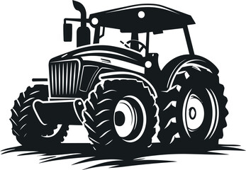 Silhouette of a tractor illustration vector with tractor icon and logo on white background