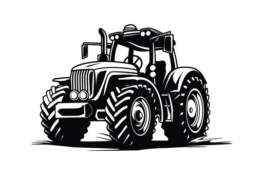 recommend clip art: Silhouette of a tractor illustration vector with tractor icon and logo on white background
