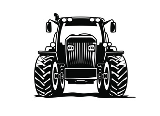 Silhouette of a tractor illustration vector with tractor icon and logo on white background