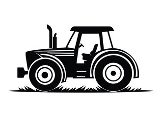 Silhouette of a tractor illustration vector with tractor icon and logo on white background