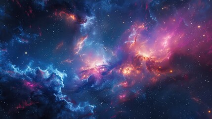 Fototapeta premium This is an abstract painting of a nebula. The colors are vibrant and the shapes are fluid. The painting has a sense of mystery and wonder.