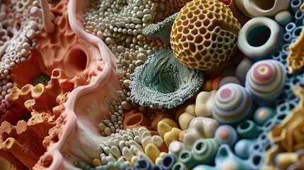 Mosaic Sea Life Composition with Shells and Fishes