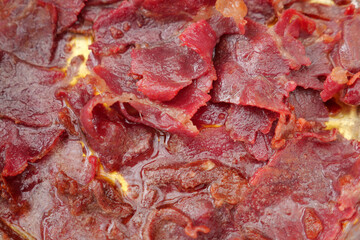 turkish meat pasturma on a a plate , dried meat on a plate 