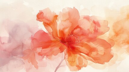 watercolor The image is a watercolor painting of a red hibiscus flower