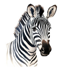 AI-Generated Watercolor cute Zebra head Clip Art Illustration. Isolated elements on a white background.