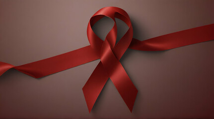 AIDS awareness red ribbon on white background. Generative. Ai
