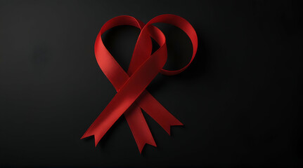 AIDS awareness red ribbon on white background. Generative. Ai
