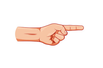 Pointing finger gesture isolated on white background.