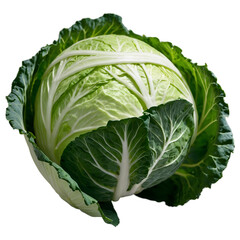 Obraz premium Fresh and organic green cabbage perfect for vegan diets. Transparent background.