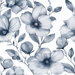 hand drawn floral seamless pattern on a white background . illustration .