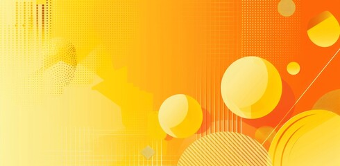 Yellow orange gradient background with geometric shapes and circles - obrazy, fototapety, plakaty