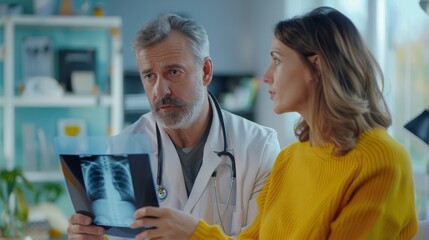 Obraz premium Doctor Discussing X-Ray Results