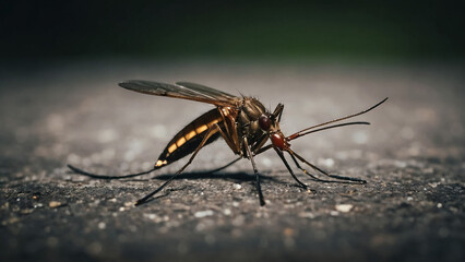 Closeup on a dance fly, Empis livida sitting on a green leaf

