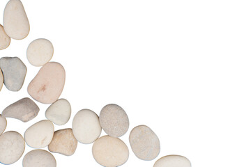 Corner frame made of pebble stones isolated transparent