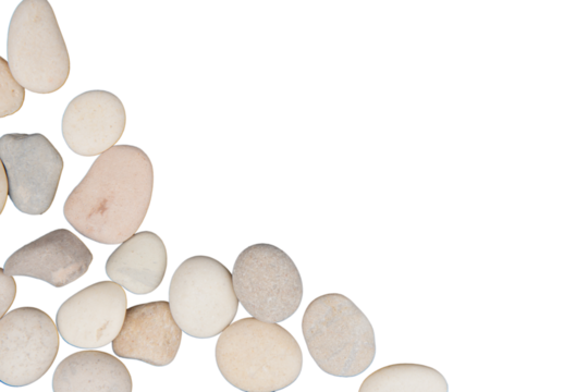 Corner frame made of pebble stones isolated transparent