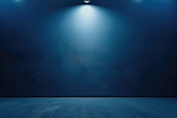 dark blue wall background with spotlights from above. copy space for your text or design