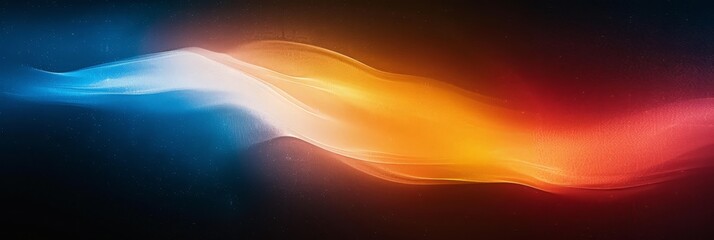 Naklejka premium Abstract Glowing Color Wave on Grainy Gradient Background: Blue, Pink, Yellow, with Black Dark Backdrop Texture - Ideal for Banner, Poster, Header Design