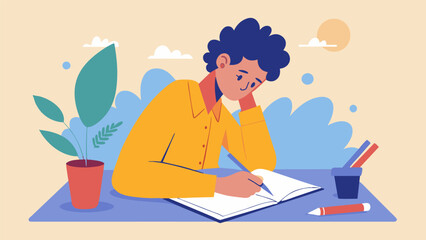 A person writing in a journal using expressive writing as a stress reduction technique..