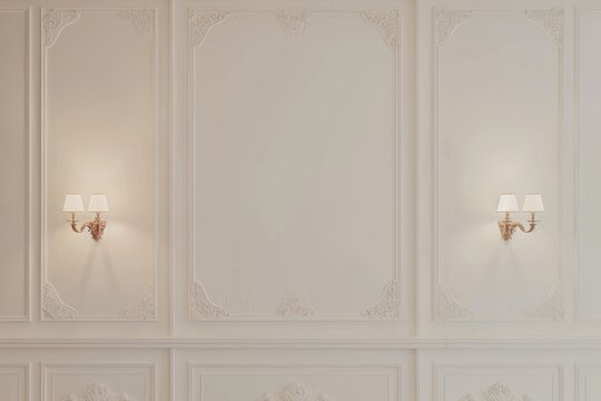 classic white wall with two lights and space in the middle