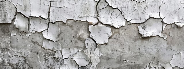 A highly detailed and realistic texture of an aged, cracked wall with subtle gray tones. The background is white to highlight the intricate details in textures and patterns on the concrete wall.