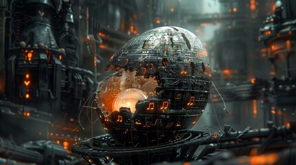 Apocalyptic Symphony: Cityscape with an Exploding Musical Egg