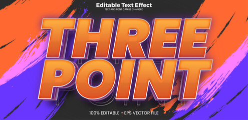 Three Point editable text effect in modern trend style