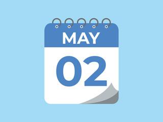 May 2 calendar reminder. 2 May daily calendar icon template. Calendar 2 May icon Design template. Vector illustration
