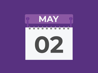 May 2 calendar reminder. 2 May daily calendar icon template. Calendar 2 May icon Design template. Vector illustration
