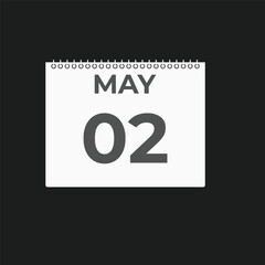 May 2 calendar reminder. 2 May daily calendar icon template. Calendar 2 May icon Design template. Vector illustration
