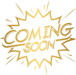 Golden coming soon lettering text
